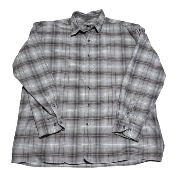 Horny Toad Plaid‎ Gray 100% Cotton Long Sleeve Button Shirt Adult XL - Picture 1 of 6